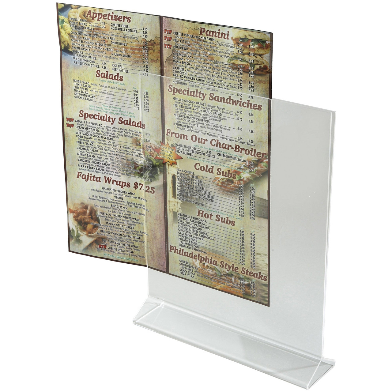Winco ATCH-811 Double-Sided Clear Acrylic Menu Stand - 8