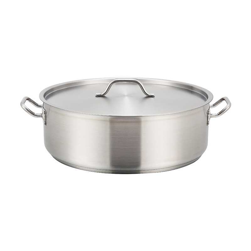 Winco SSLB-30 Stainless Steel Brazier Pot with Cover, Induction