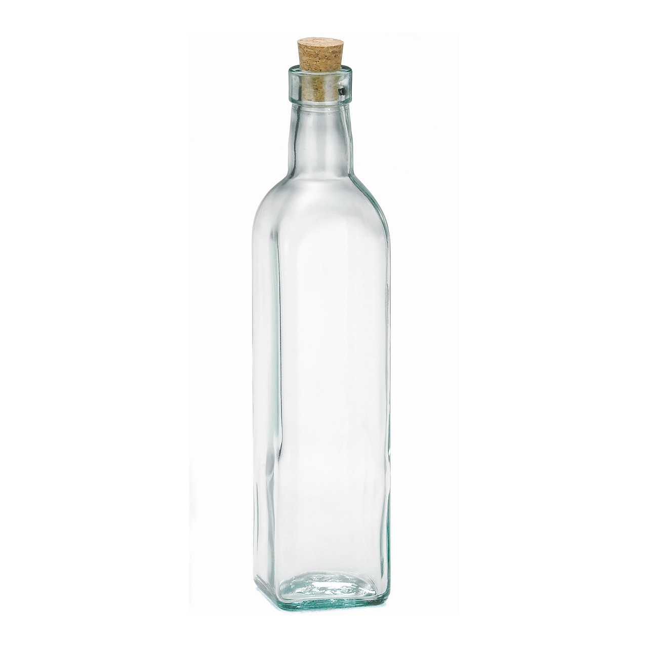Tablecraft 616 Green Tinted Glass Bottle with Cork Stopper, 16 oz
