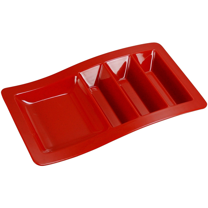 Yanco ME1765 14 5/8" x 8 3/4" Red Rectangular Melamine Taco Plate