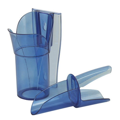 San Jamar SI9000 Ice Scoop w/Holder, 64-86 oz, Blue, For Ice