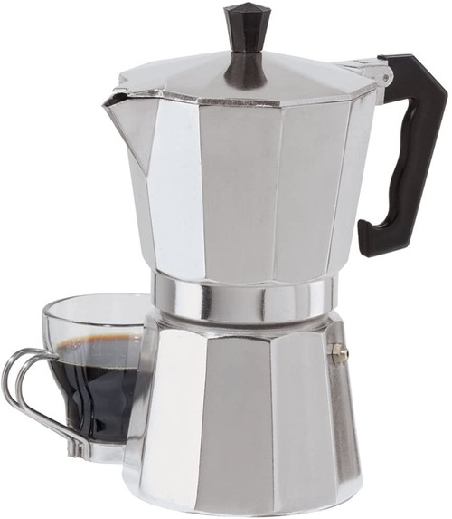 IMUSA USA B120-42V Aluminum Espresso Stovetop Coffeemaker 3-Cup, Silver in  2023
