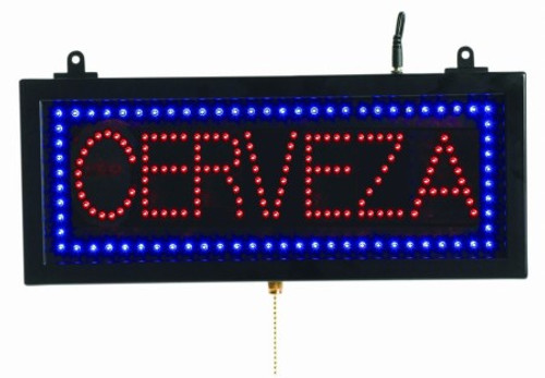 Aarco CER07S "CERVEZA" LED Sign, 19" x 10" x 1"