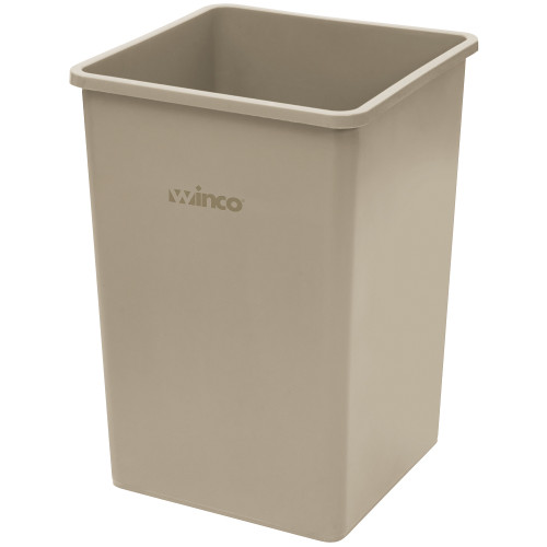 Winco PTCS-35BE Trash Can, 35 gallon, Square, Tall, Beige