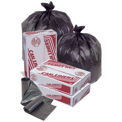 Pitt Plastics 60 Gallon Garbage Liners, Black, 38" x 60", Roll (150pcs/case)