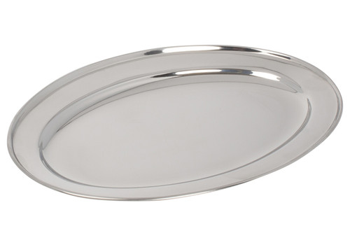 Winco OPL-12 Stainless Steel Oval Platter, 12" x 8-5/8"