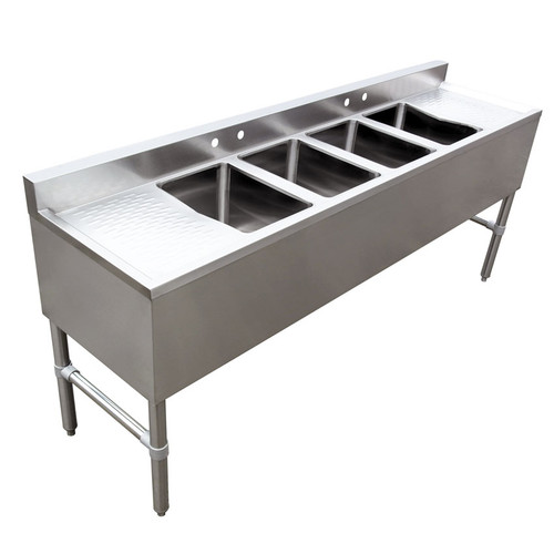 Omcan 4-Compartment Under Bar Sink with 2 Drainboards