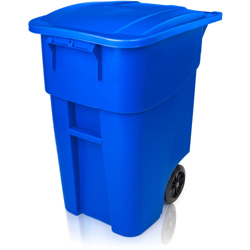 Janico 1043BL Roll-Out Waste Container, 50 gal., Blue, w/Lid Square