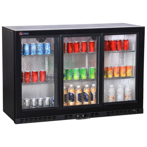 Omcan BB-CN-350S 54" Back Bar Beverage Cooler with 3 Sliding Glass Doors and 11.3 cu. ft. Capacity, 110V