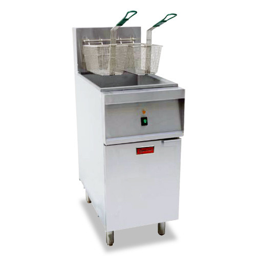 Omcan CE-CN-0040-208-1 40 lb. Electric Floor Fryer, 208V