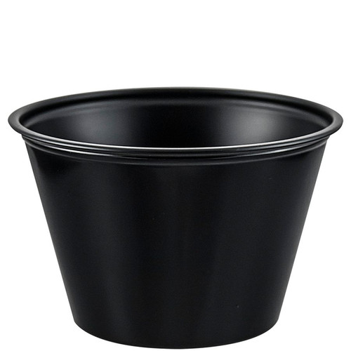 Solo Black 4 oz. Plastic Souffle Portion Cup - 2500/Case