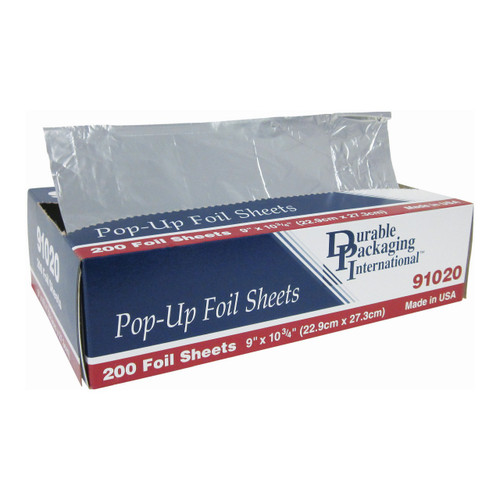 9″ x 10 3/4″ Food Service Interfolded Pop-Up Foil Sheets Box – 200 sheets/Box  – AMC Distributions