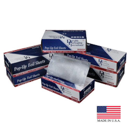 Durable Packaging Interfold Aluminum Foil Sheet Blue Stripe, 10.75 inch Length x 9 inch Width | 500/Pack, 6 Pack/Case