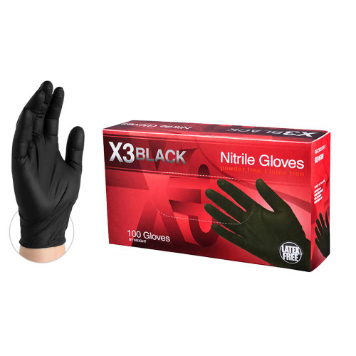 ammex black nitrile gloves medium