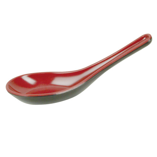 Thunder Group 7003JBR 0.75 oz. Two-Tone Red and Black melamine Wonton Soup Spoon - 12/Pack