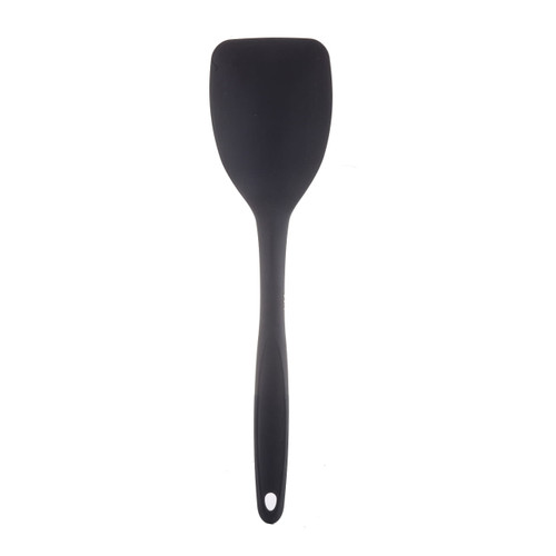 Tablecraft Black Silicone Slotted Spatula with Stainless Steel Handle - 14L