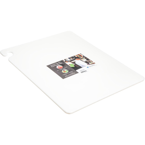 San Jamar CB182412WH Cutting Board, 18" x 24" x 1/2", Hook Handle, White