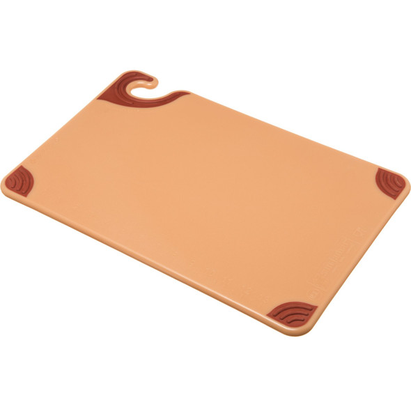 San Jamar CBG121812BR Cutting Board, 12 x 18 x 1/2, Anti-Slip, Hook, Brown