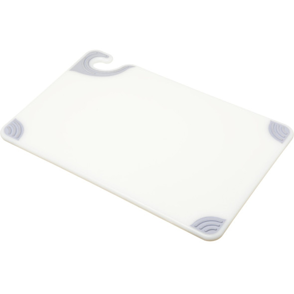 San Jamar CBG121812WH Cutting Board, 12 x 18 x 1/2, Anti-Slip, Hook, White