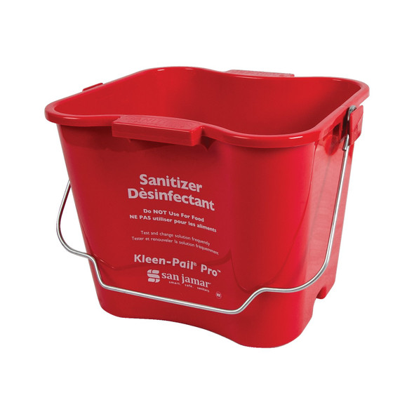 San Jamar KPP196RD Kleen-Pail Pro, 6 qt., Red, Rounded Corners, Molded