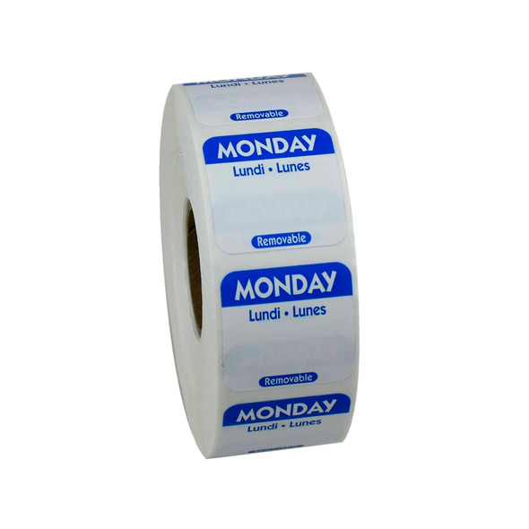 National Checking R101R Removable Labels, 1" x 1", Monday, Blue, Roll
