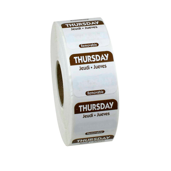 National Checking R104R Removable Labels, 1" x 1", Thursday, Brown, Roll