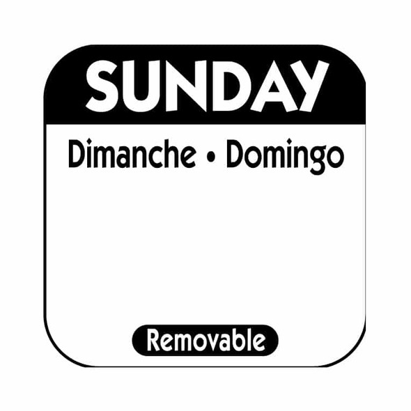 National Checking R107R Removable Labels, 1" x 1", Sunday, Black, Roll