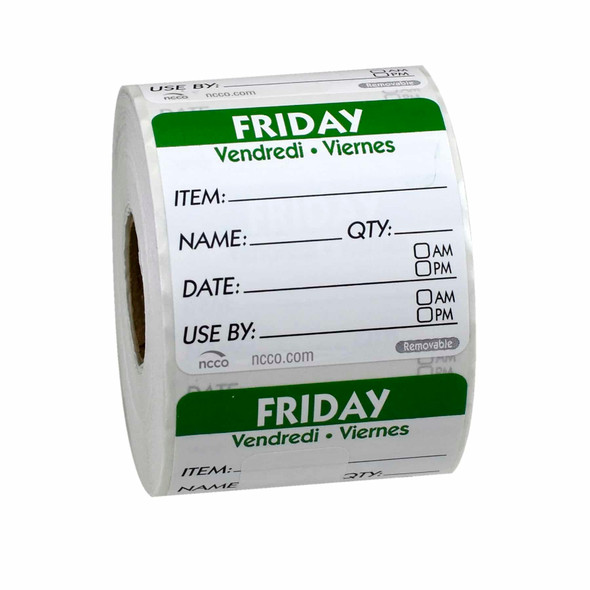 National Checking RIDU2205R Removable Labels, 2" x 2", Friday, Green, Roll