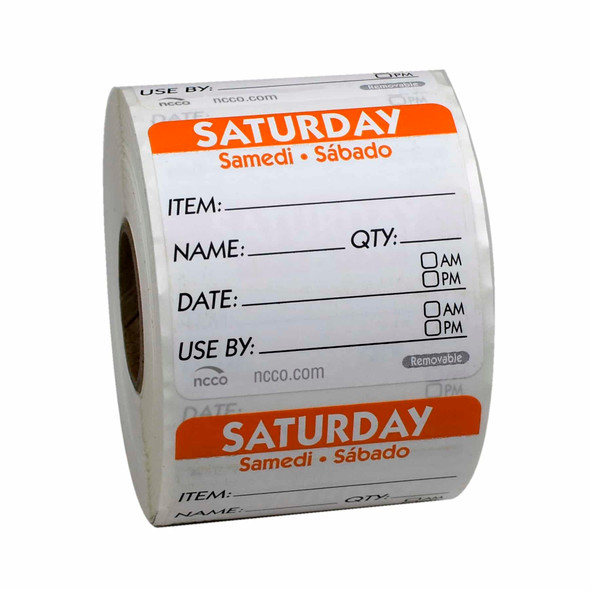 National Checking RIDU2206R Removable Labels, 2" x 2", Saturday, Orange, Roll