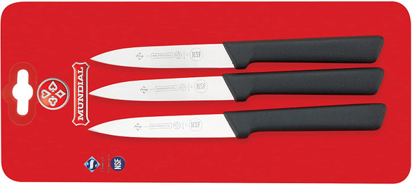 Mundial SC0547-4 Paring Knife, 4", Spear Point, Black Handle (3pk)