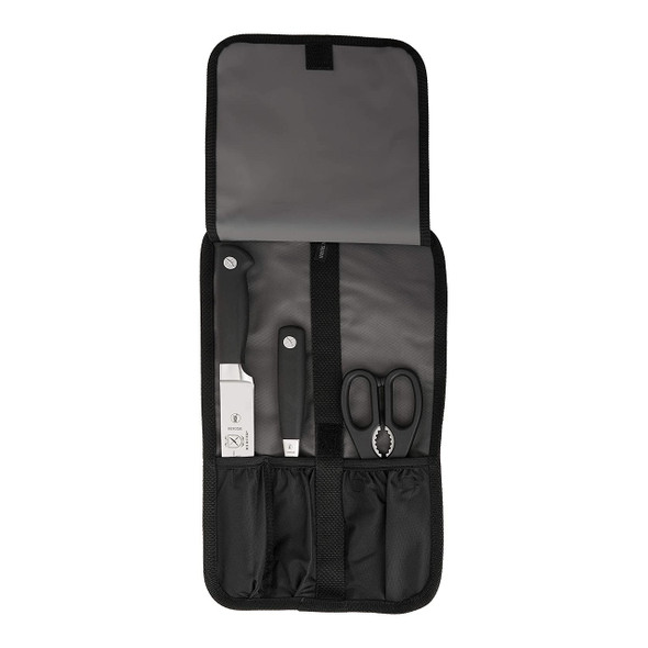 Mercer Culinary M21900 Genesis Forged Carving Set, 4 pc, Black, w/Storage