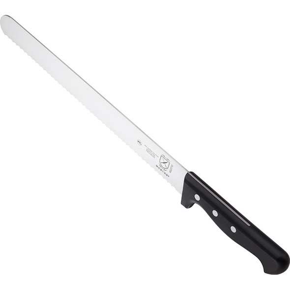 Mercer Culinary M23710 Renaissance Wavy Edge Slicer, 11", Stamped, Serrated, Riveted Handle, Black