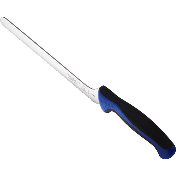 Mercer Culinary M22418BL Millennia Offset Bread Knife, 8", Blue Handle