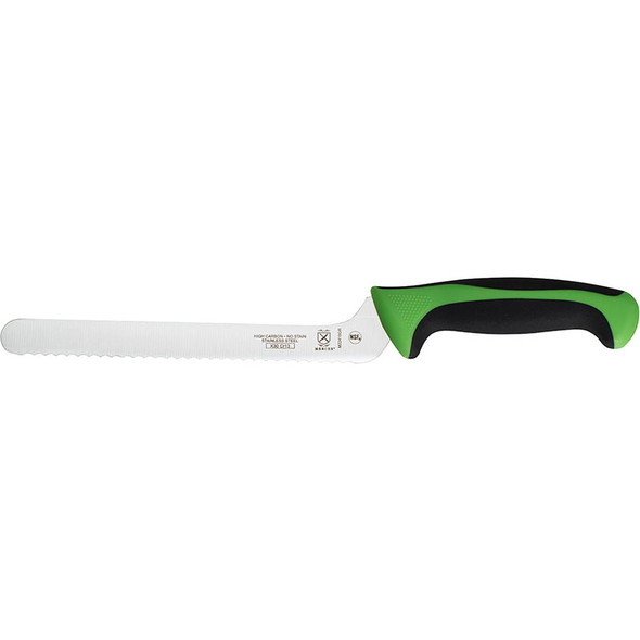 Mercer Culinary M22418GR Millennia Offset Bread Knife, 8", Green Handle