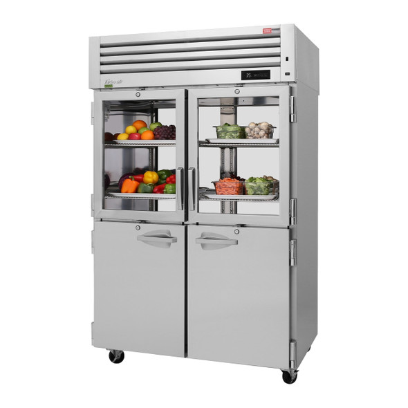 Turbo Air PRO-50R-GSH-PT-N 51" Reach-In Refrigerator, 8 Glass/Solid Combi Half-Doors, Pass-Thru