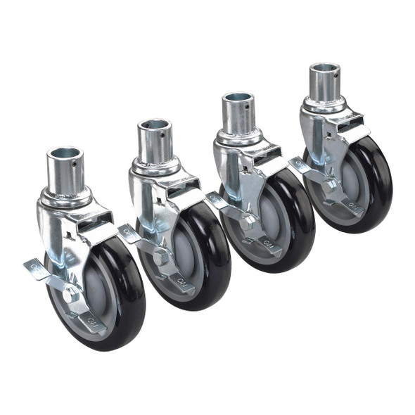 Krowne 28-151S Caster Set, 5" Dia, W/Brake, For Wire Shelving (Set of 4)