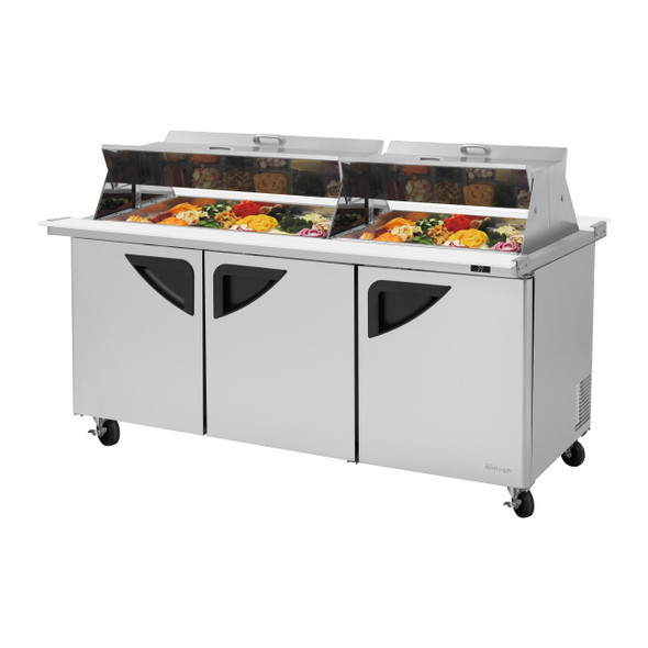 Turbo Air TST-72SD-30-N-DS 3 Doors Mega-Top Sandwich Salad Prep Table, Dual Sided