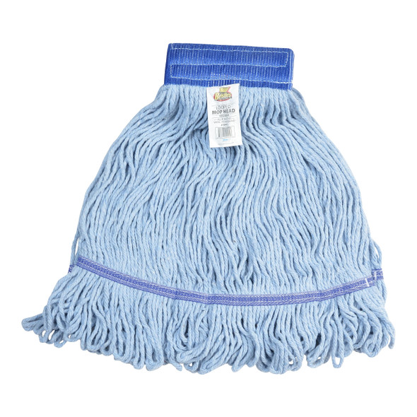 Janico 3041 Mop Head, Blue, Medium, Looped End, Cotton Blend, Wide