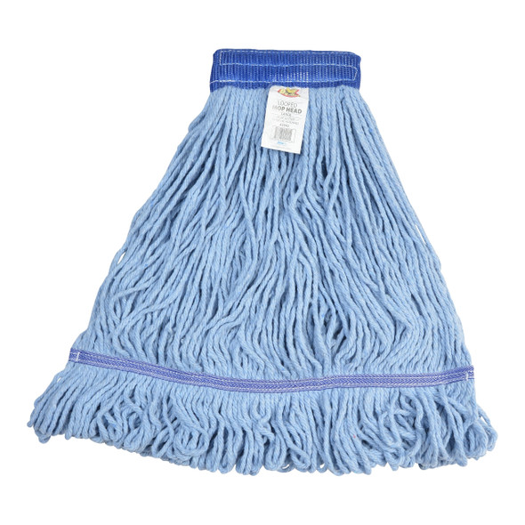 Janico 3042 Mop Head, Blue, Large, Looped End, Cotton Blend, Wide
