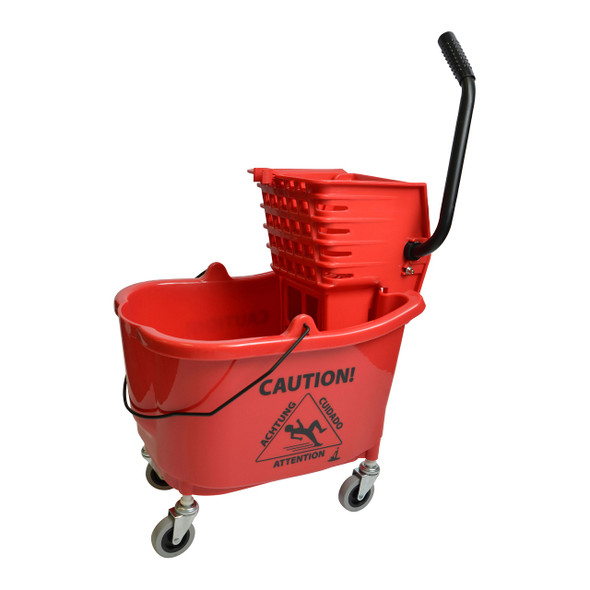 Janico 1010-RED Mop Bucket W/Wringer, 35 QT, Side Press, Red Janico 1010-RED Mop Bucket W/Wringer, 35 QT, Side Press, Red