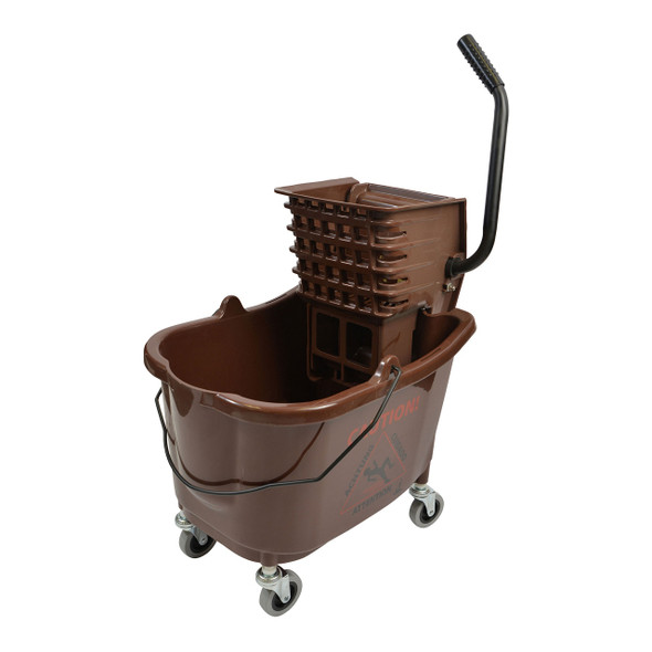 Janico 1010BR Mop Bucket W/Wringer, 35 QT, Side Press, Brown