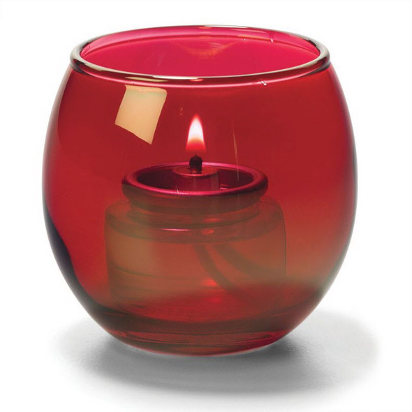 Hollowick 5119R Bubbles Glass Tealights, 2-3/8" H x 2-5/8" Dia, Ruby Lustre