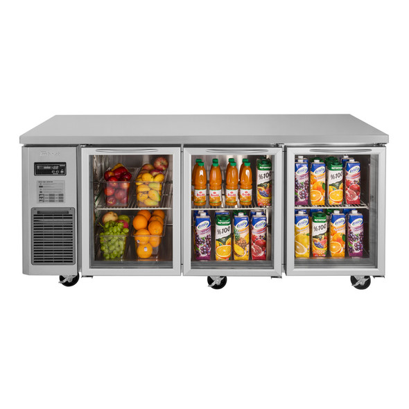 Turbo Air JUR-72-G-N J Series Undercounter Refrigerator, Side Mount, 3 Glass Doors