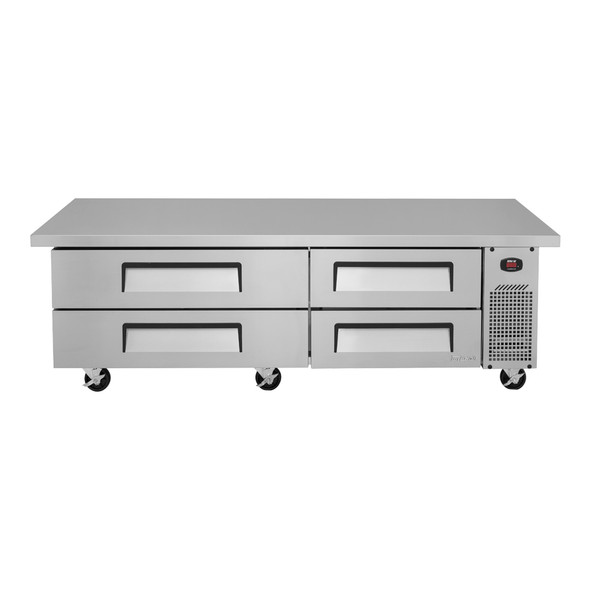 Turbo Air TCBE-72SDR-E-N Super Deluxe 72" Stainless Steel Chef Base Refrigerator with 6" Extended Top - 4 Drawers