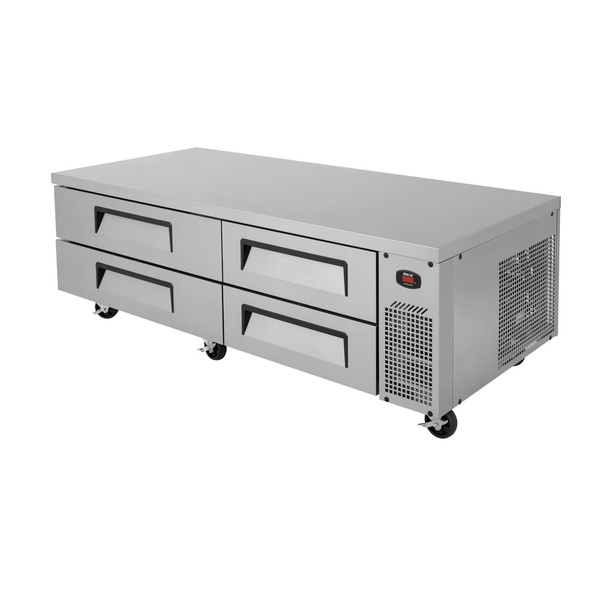 Turbo Air TCBE-72SDR-N Super Deluxe 72" Stainless Steel Chef Base Refrigerator - 4 Drawers