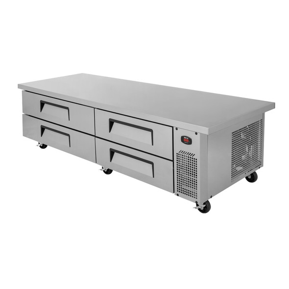 Turbo Air TCBE-82SDR-E-N Super Deluxe 82" Stainless Steel Chef Base Refrigerator with 6" Extended Top - 4 Drawers