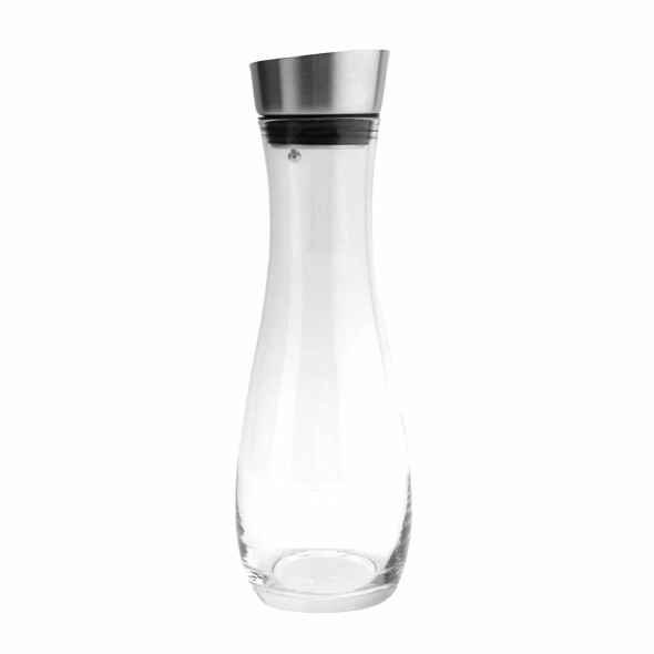 GET GL-CRF-40 Silhouette Glass Decanter, 40 oz., 12-1/2", Stainless Steel Lid