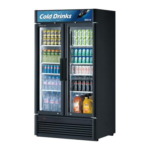 Turbo Air TGM-35SDB-N Glass Merchandiser Refrigerator, 2 Sections, Black Cabinet