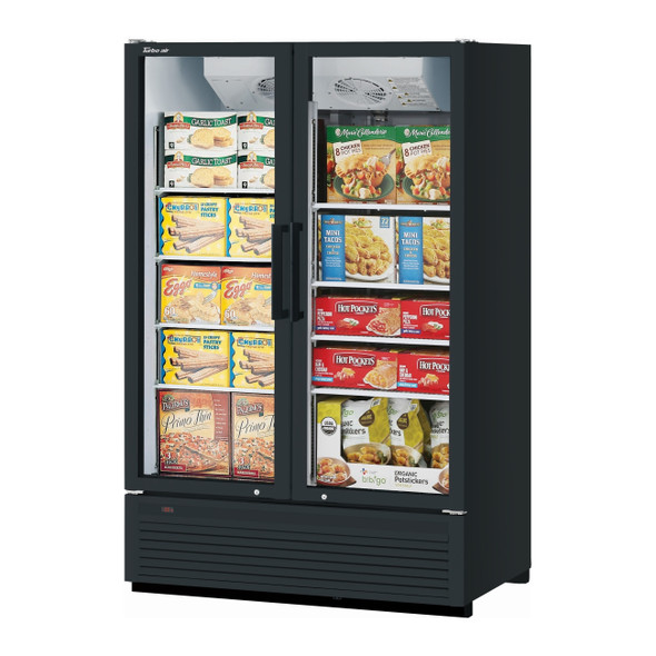 Turbo Air TGF-47SDHB-N Glass Merchandiser Freezer, Full Height, 2 Section, Black Cabinet