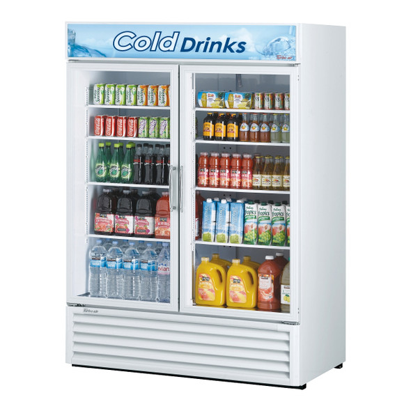 Turbo Air TGM-50RS-N Glass Merchandiser Refrigerator, 2 Sections, White Cabinet